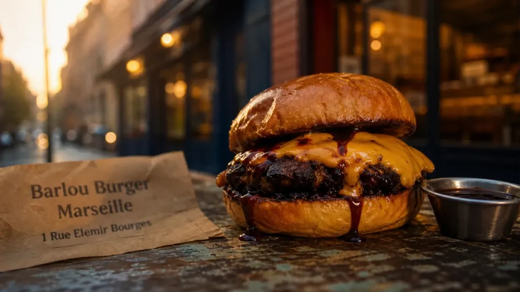 Barlou burger marseille : burger smash maison avec cheddar qui coule