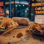 taco bell en france : tacos et burrito tex-mex en vitrine de centre commercial