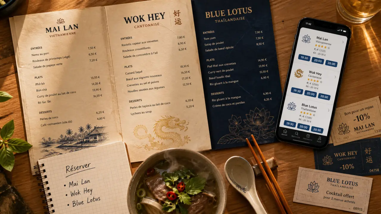 Asian restaurants nice : menus, prix moyens et cuisines à comparer avant de réserver