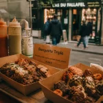 cut street food paris 10 : barquettes halal et viandes grillées devant le comptoir