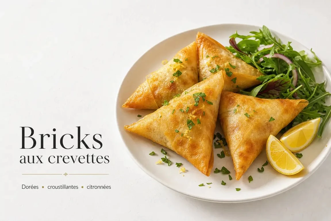 Recette bricks crevette croustillantes servies chaudes avec citron et herbes fraîches