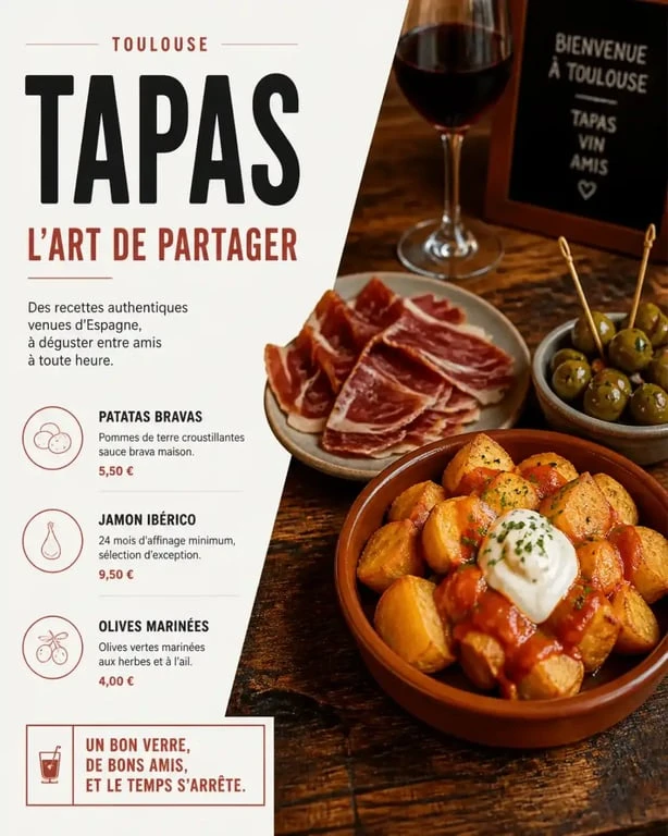 Assortiment de tapas dans un bar à tapas à Toulouse