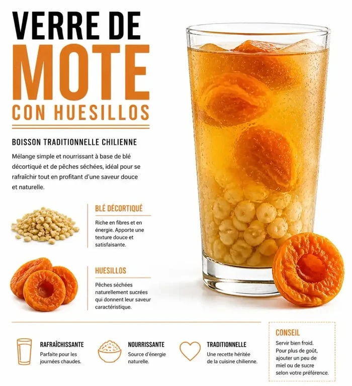 Mote con huesillos, boisson typique de la nourriture du Chili