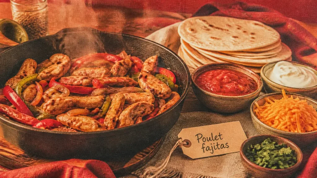 Poulet pour fajitas : la cuisson à la poêle, les tortillas chaudes et les garnitures qui font la différence
