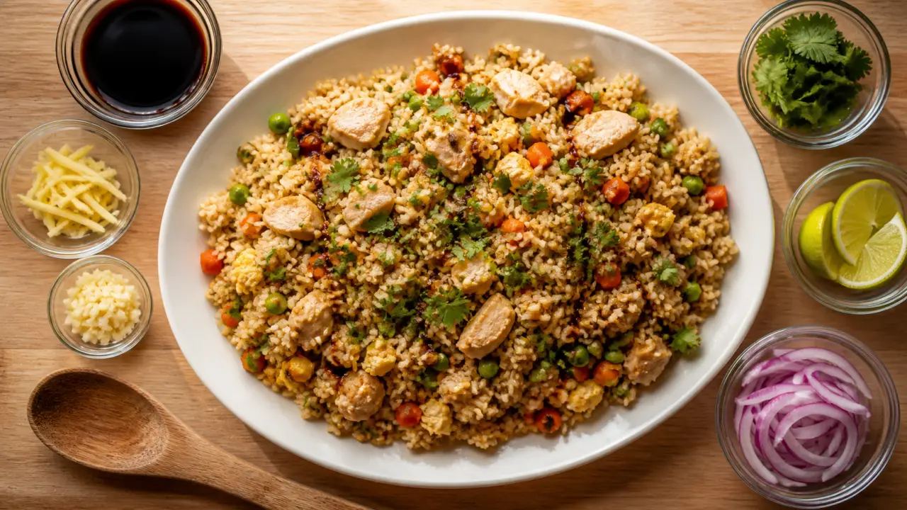 Que manger avec du riz : poulet, légumes et sauce soya