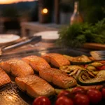 Recette plancha saumon et légumes croquants à la plancha, 20 minutes