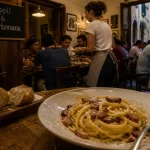 Trastevere Rome meilleurs restaurants, carbonara fumante dans une trattoria
