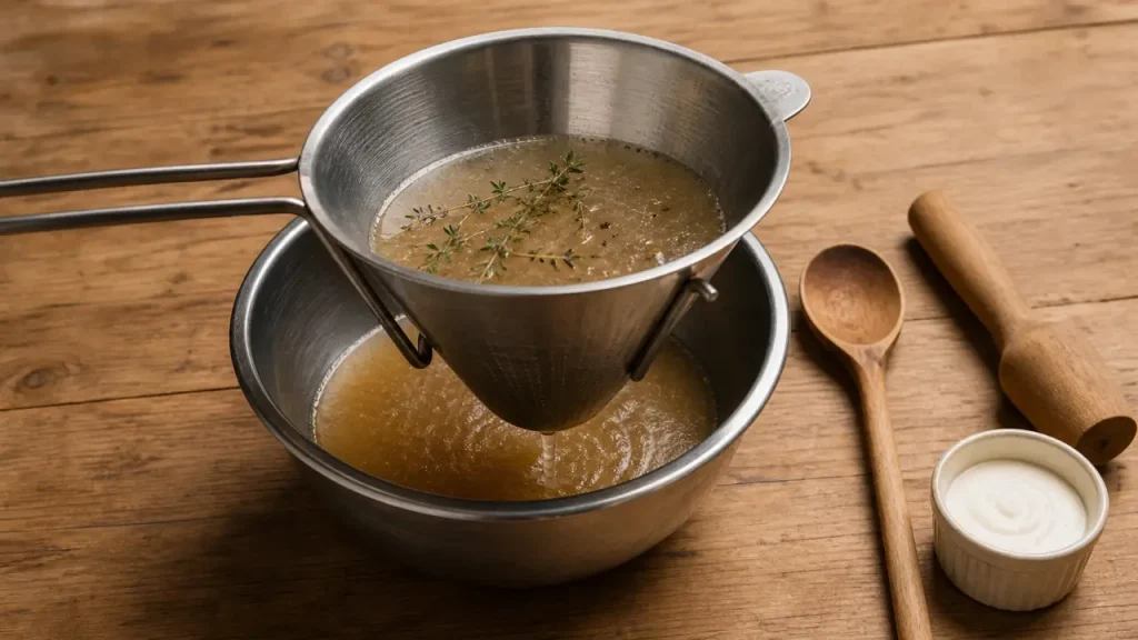 Ustensiles chinois cuisine en inox : filtre à sauces, bouillons et crèmes