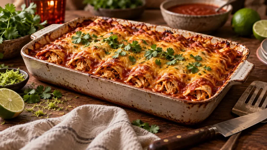 Enchiladas au poulet : la cuisson à 180 °C et l’astuce pour garder des tortillas nettes