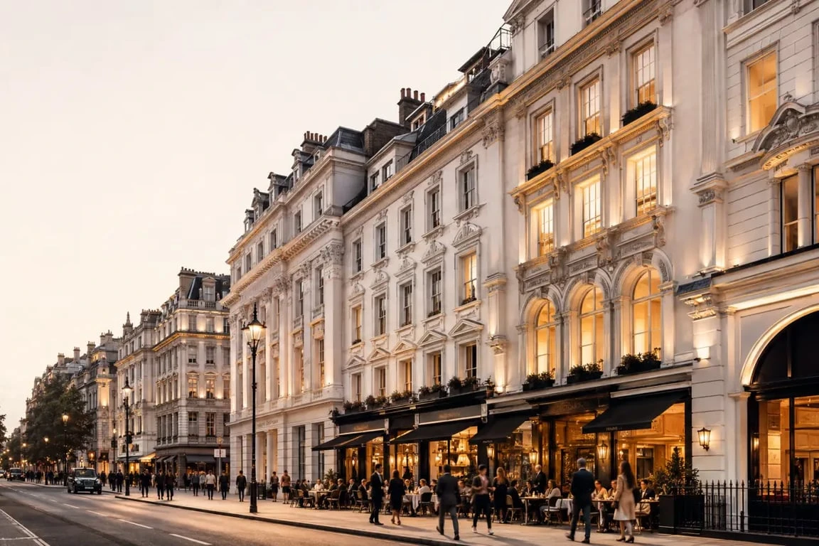 Restaurants Londres dans une rue animée du West End au moment du dîner