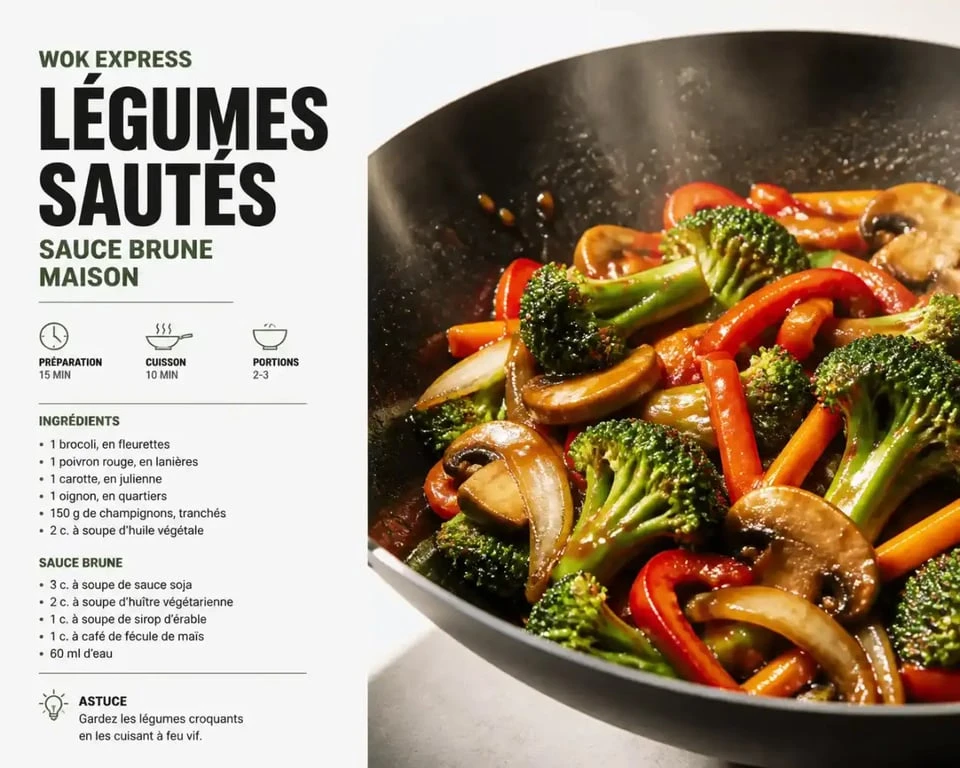 Wok de légumes nappés d'une sauce pour illustrer un remplaçant de la sauce soja
