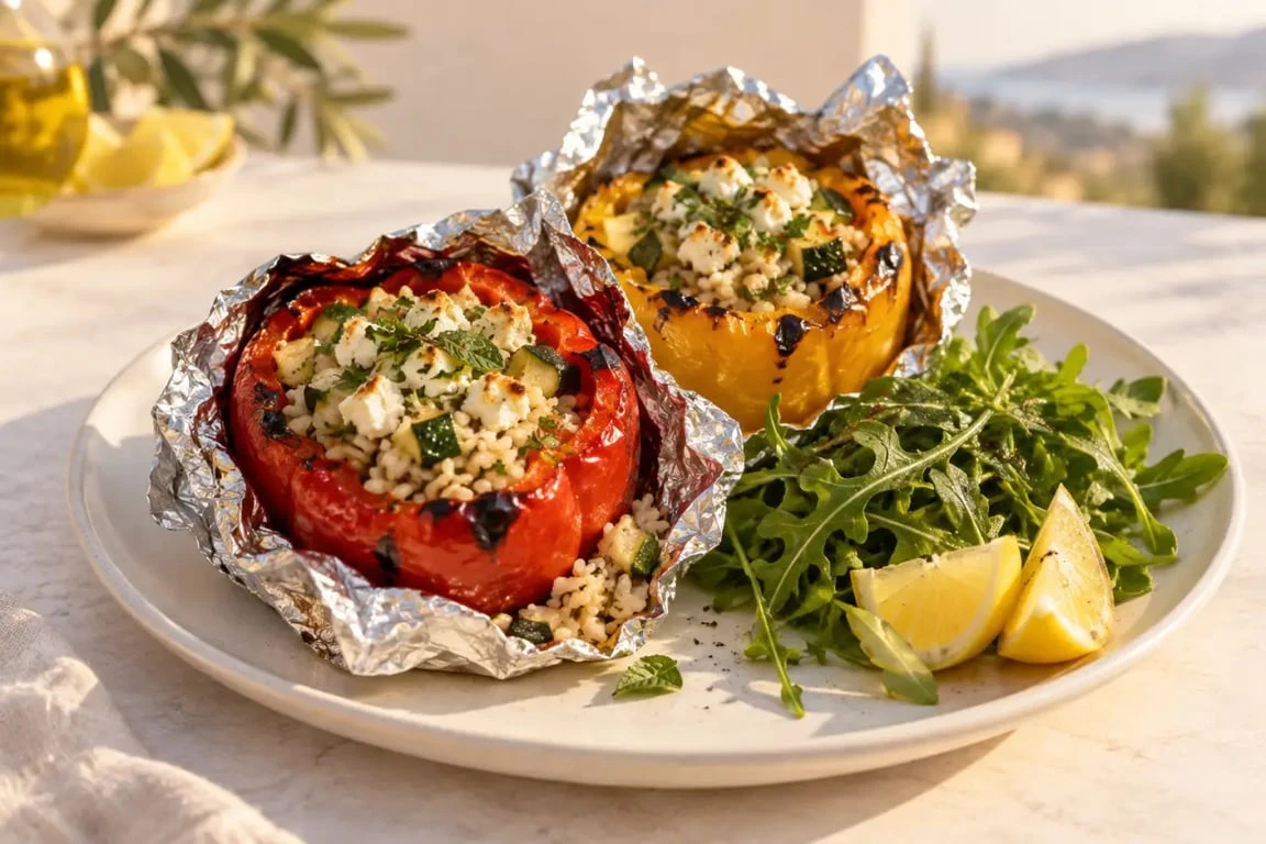 Que faire au barbecue pour changer : poivrons farcis au riz et à la feta cuits sur la grille
