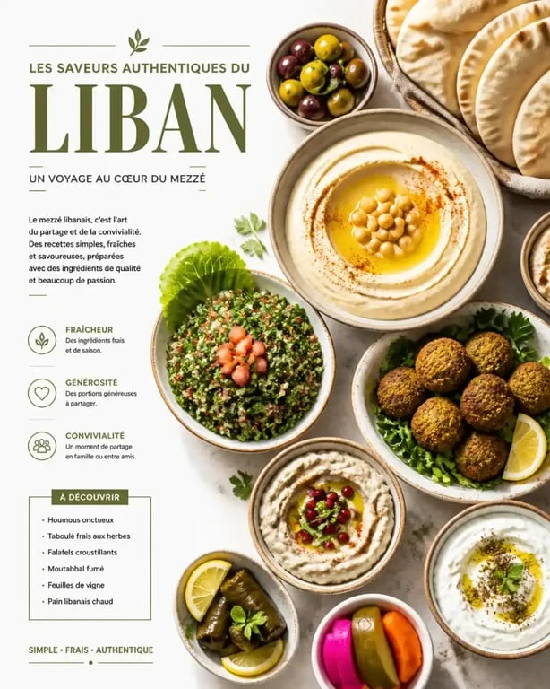 Assortiment de mezzés pour une recette de cuisine libanaise authentique