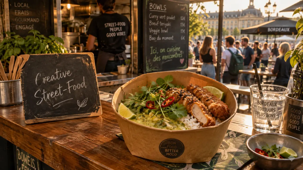 Gustave Creative Street Food à Bordeaux : commande rapide et bento curry vert