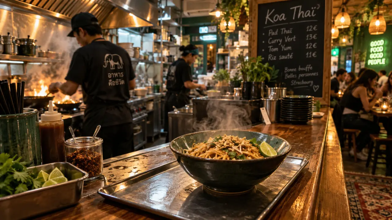 Koa Thaï street food cantine à Strasbourg gare : nouilles fumantes