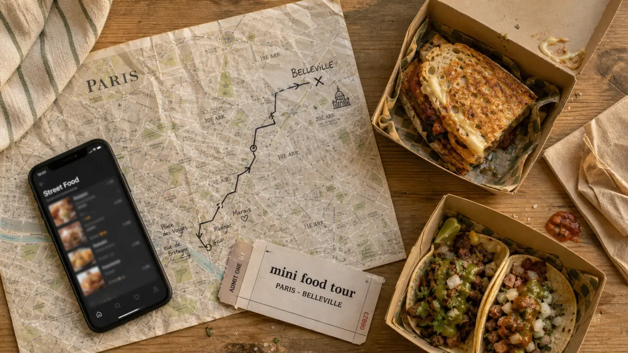 street food belleville : carte de Paris et mini food tour