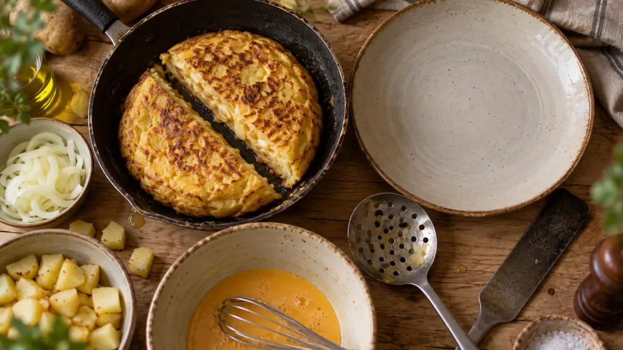 Tortilla maison aux pommes de terre, geste pour éviter la casse