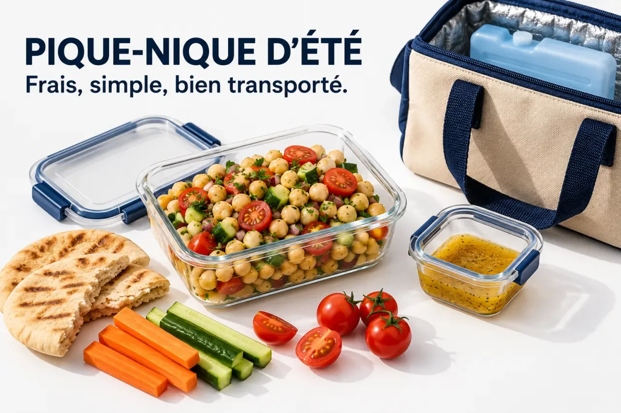 Recette été pour pique-nique avec salade fraîche et sauce séparée