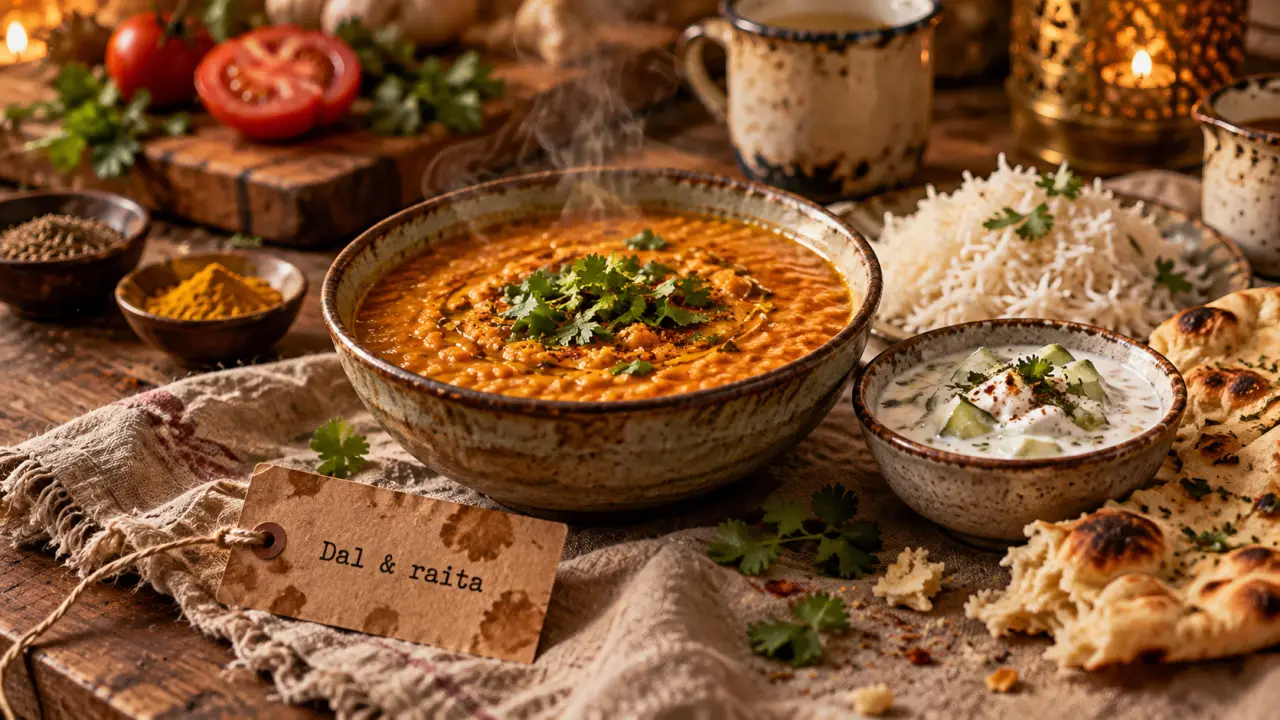 Food indien dal & raita, épices et piquant