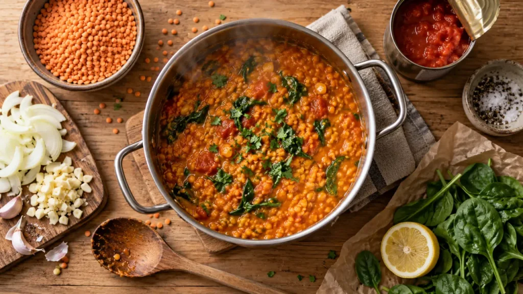 Idées de repas : dahl de lentilles corail, riz et épices