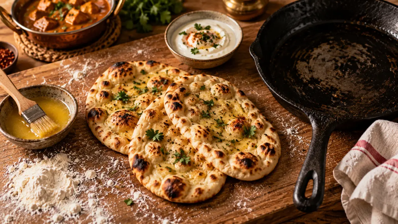 Naan recette moelleux à la poêle, cheese naan