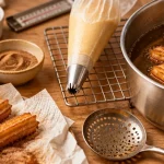 Pâte à churros : churros frits à 180 °C, croustillants, dorés