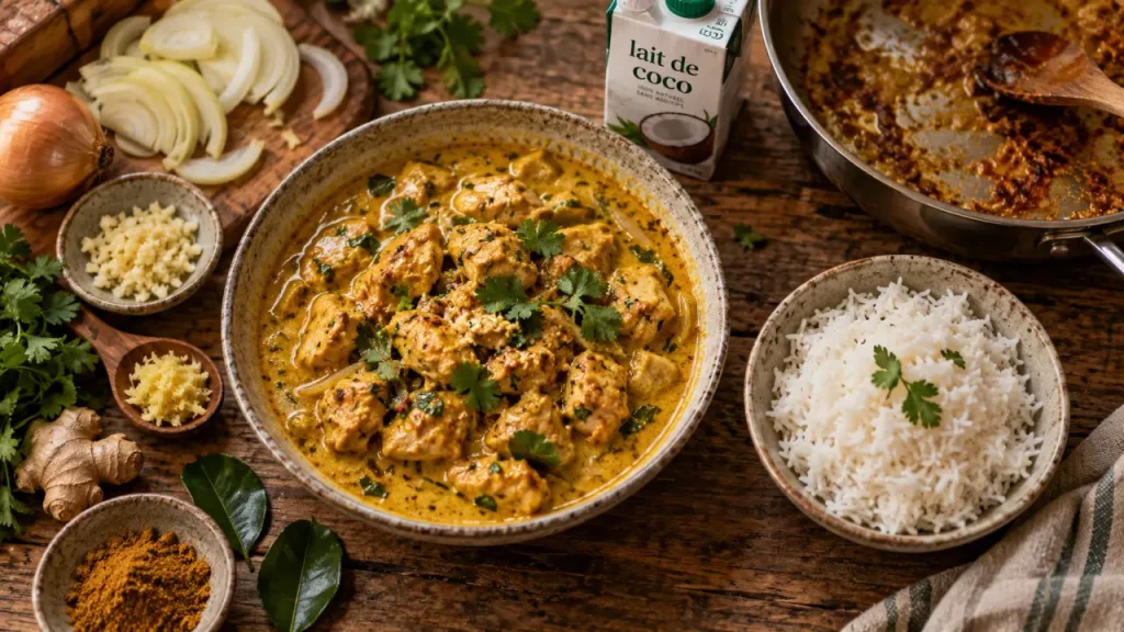 Poulet curry coco : une sauce crémeuse en 30 minutes, sans poulet sec