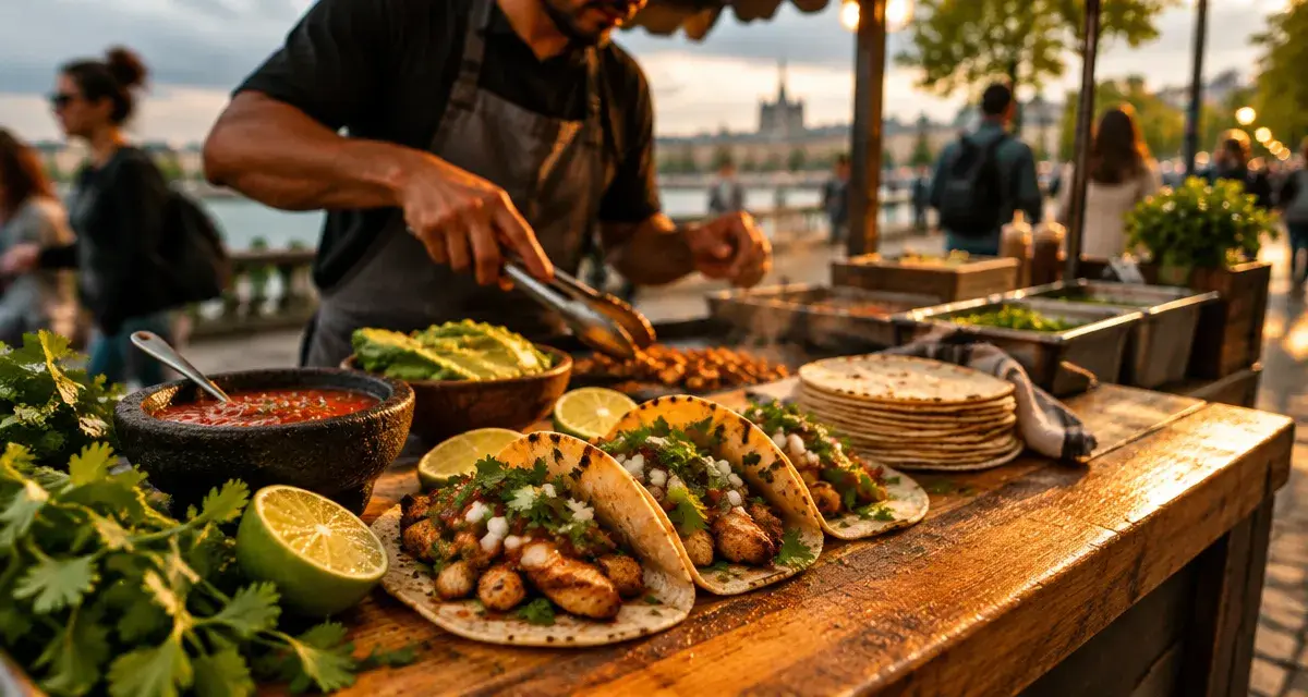 Street food : tacos au comptoir de cuisine de rue